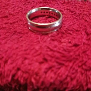 Men 14k white gold band ring, size 11 With 11 diamonds.